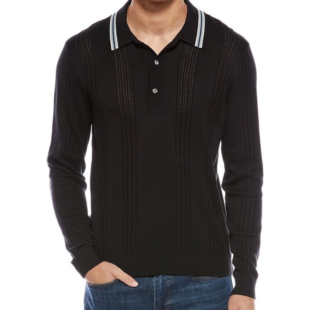 TODD SNYDER TIPPED SILK-BLEND POLO SWEATER XL